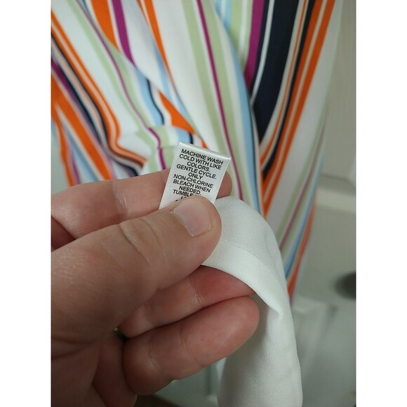 Est. 1946 Woman Tank Sheer Lined Colorful Barcode Striped As symmetrical Hem... - Picture 8 of 9